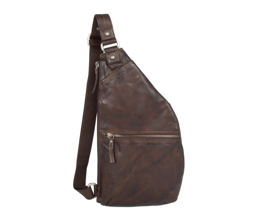 Spikes & Sparrow Leather Slingbag - Reese - Dark brown