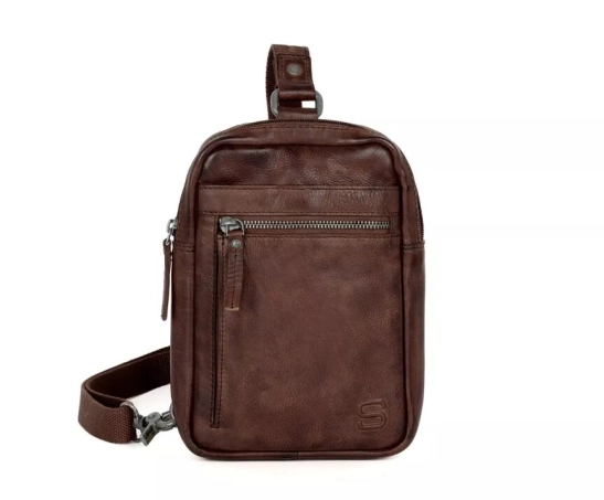 Spikes & Sparrow Leather Slingbag - Rustler - Dark brown