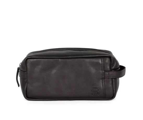 Spikes & Sparrow Leather Toiletry Bag - Pecos - Black
