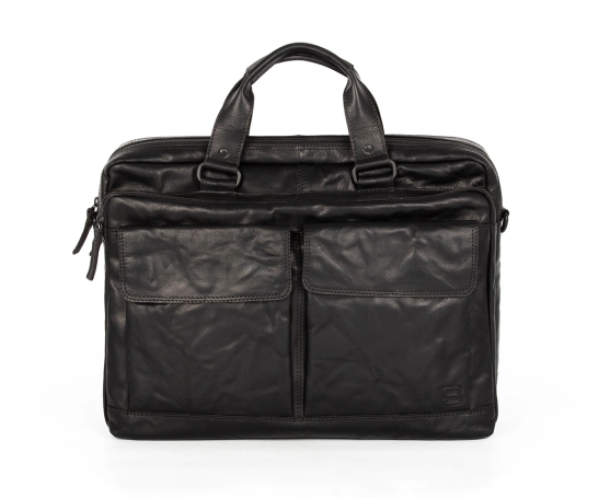 Spikes & Sparrow Leather Laptop Bag - 17 inch - Robert - Black