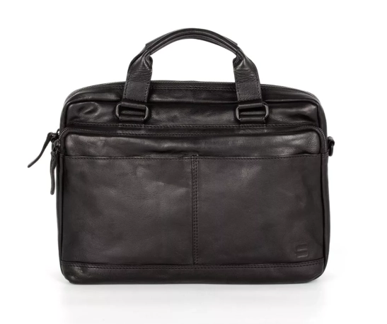 Spikes & Sparrow Leather Laptop Bag - 13.3 inch - Steven - Black