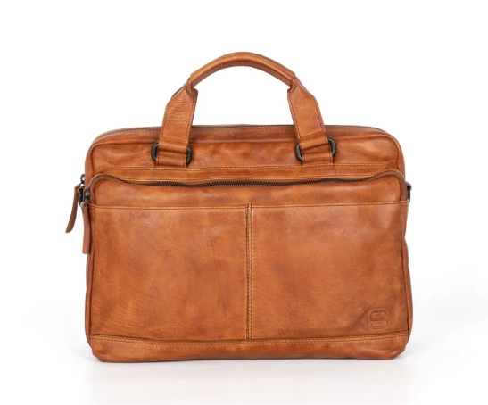 Spikes & Sparrow Leather Laptop Bag - 13.3 inch - Steven - Brandy Cognac