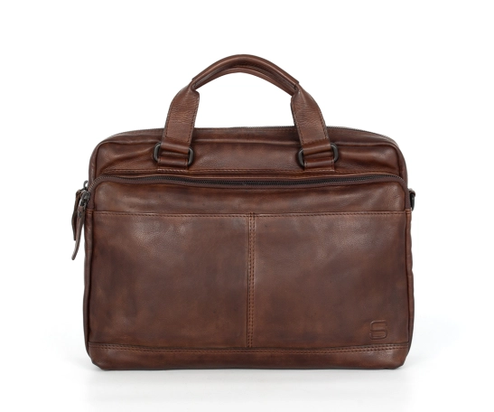 Spikes & Sparrow Leather Laptop Bag - 13.3 inch - Steven - Dark Brown