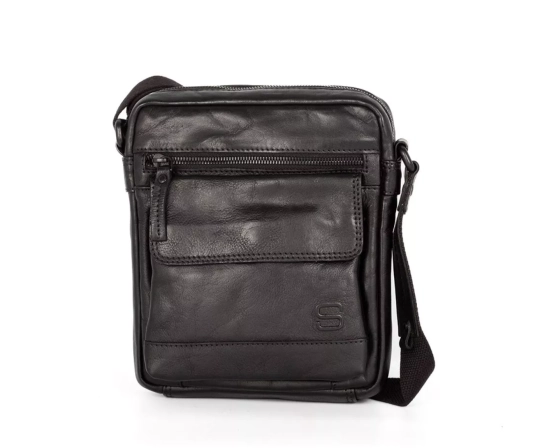 Spikes & Sparrow Leather Crossbody Bag - Jason - Black