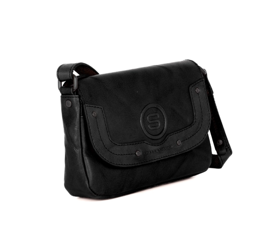 Spikes & Sparrow Leather Crossbody Bag - Linne - Black