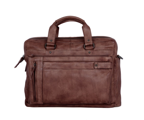 Spikes & Sparrow Leather Laptop Bag - 15.6 inch - Brutus - Dark Brown