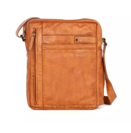 Spikes & Sparrow Leather Crossbody Bag - 12 inch - Amanuel - Brandy Cognac