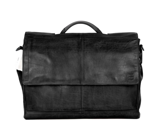 Spikes & Sparrow Leather Laptop Bag - 15.6 inch - Benzo - Black