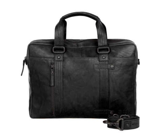 Spikes & Sparrow Leather Laptop Bag - 15.6 inch - Dexter - Black