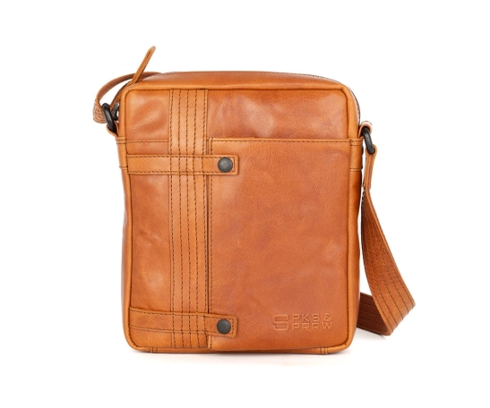 Spikes & Sparrow Leather Crossbody Bag - Benn - Brandy
