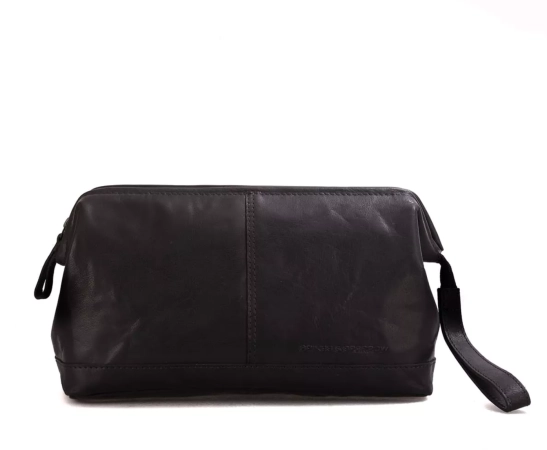 Spikes & Sparrow Leather Toiletry Bag - Cody - Black