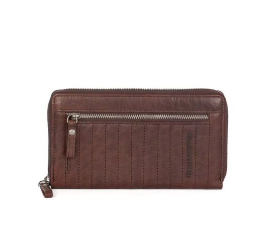 Spikes & Sparrow Leather RFID wallet – Cora – Dark brown